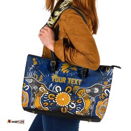 Personalized West Coast Eagles Leather Tote Bag Aboriginal Dot Painting Graffiti Style TS04