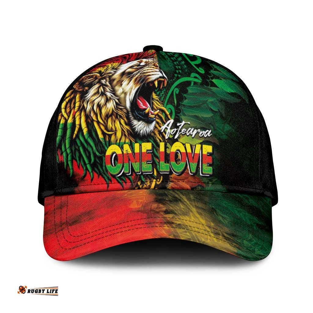Aotearoa One Love Classic Cap Reggae Lion with Kakahu Huruhuru LT03