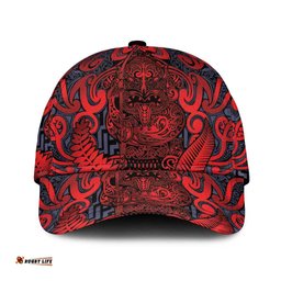 New Zealand Taiaha Maori Classic Cap Whero Minimalist Silver Fern Tukutuku Motif LT9