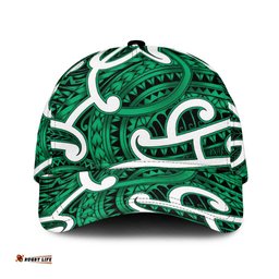 Aotearoa Maori Kowhaiwhai Classic Cap Kakariki Puhoro and Patiki LT9