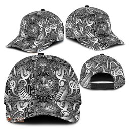 New Zealand Taiaha Maori Classic Cap Kiwikiwi Minimalist Silver Fern Tukutuku Motif LT9