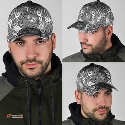 New Zealand Taiaha Maori Classic Cap Kiwikiwi Minimalist Silver Fern Tukutuku Motif LT9