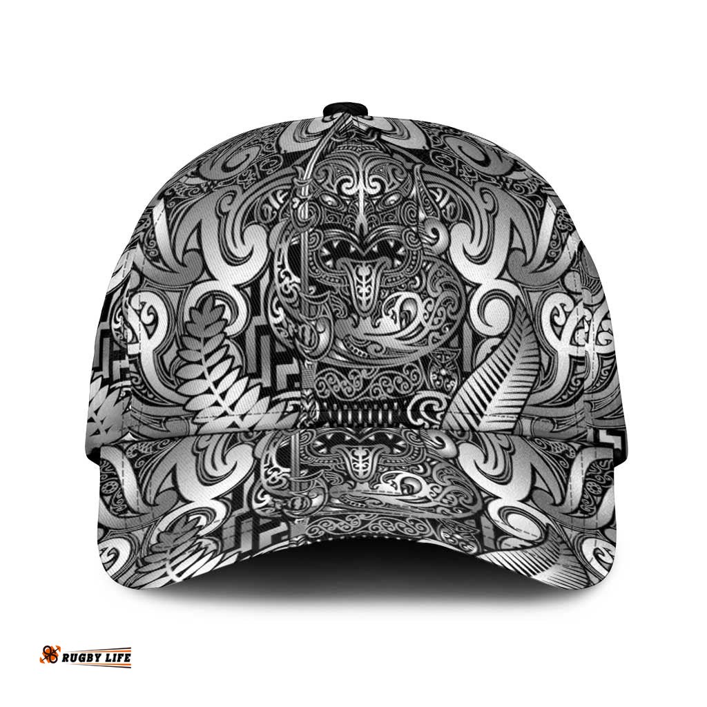 New Zealand Taiaha Maori Classic Cap Kiwikiwi Minimalist Silver Fern Tukutuku Motif LT9