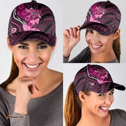 Think Pink Breast Cancer Awareness Australia Classic Cap Butterfly Aboriginal Mix Polynesian Pattern LT14