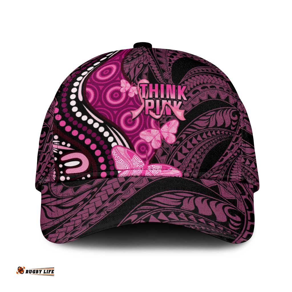Think Pink Breast Cancer Awareness Australia Classic Cap Butterfly Aboriginal Mix Polynesian Pattern LT14