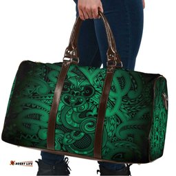 Aotearoa Maori Hei Tiki Travel Bag Kakariki Kowhaiwhai Puhoro Motif LT9