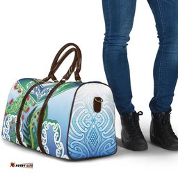 Aotearoa New Zealand Natural Plants Travel Bag Pohutukawa with Silver Ferns Koru Frond Maori Tattoos LT03