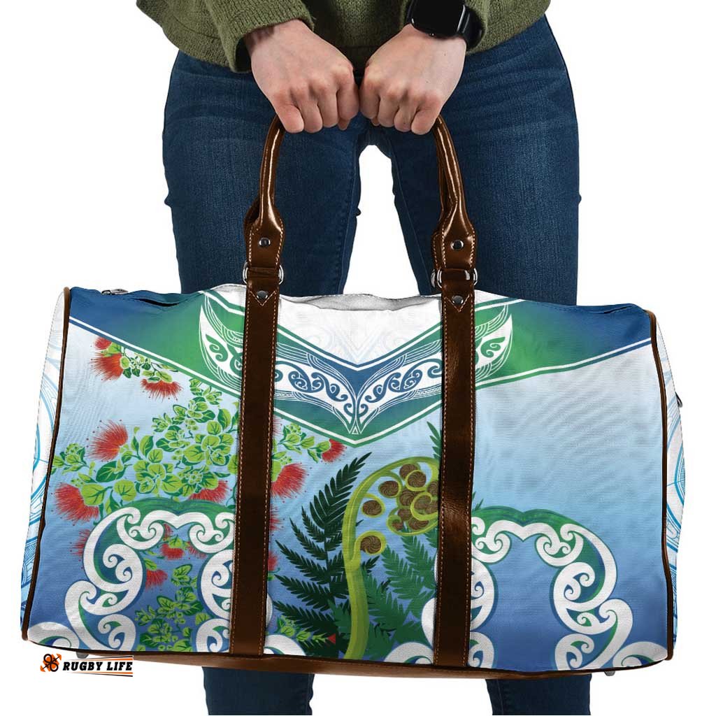 Aotearoa New Zealand Natural Plants Travel Bag Pohutukawa with Silver Ferns Koru Frond Maori Tattoos LT03