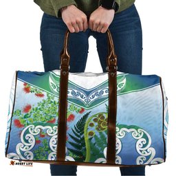 Aotearoa New Zealand Natural Plants Travel Bag Pohutukawa with Silver Ferns Koru Frond Maori Tattoos LT03