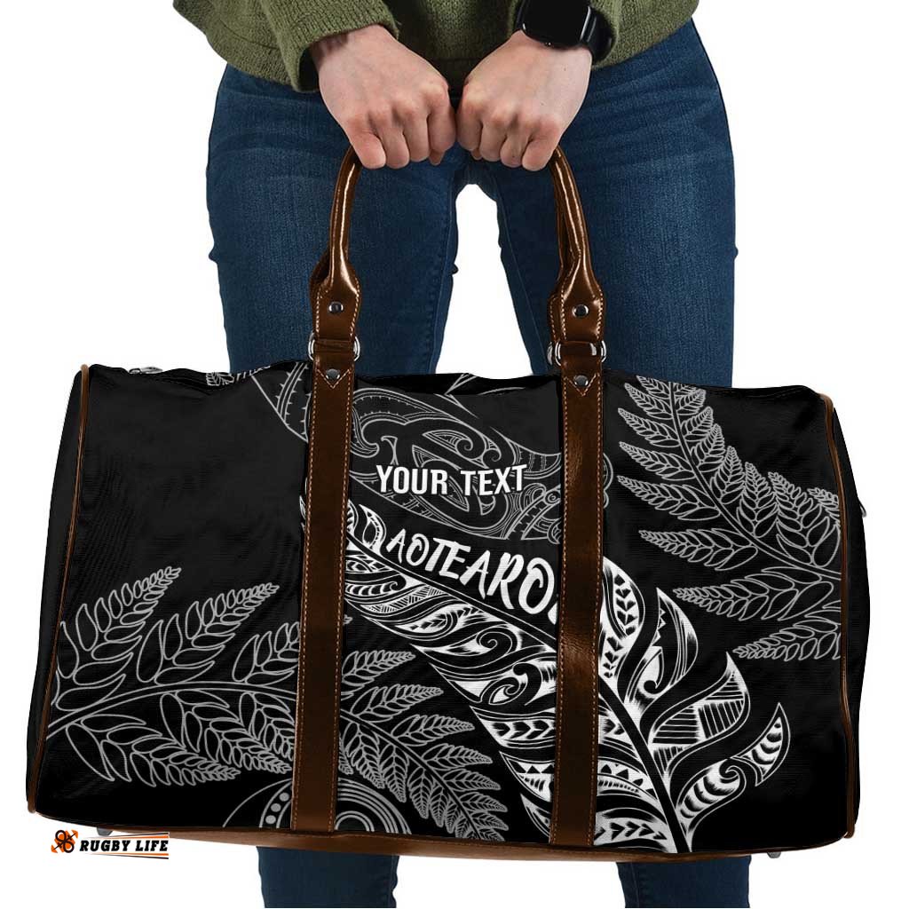 Aotearoa Personalized Lawn Bowls Maori Travel Bag New Zealand Black Tribal Silver Fern LT7