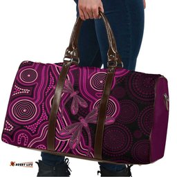 Australia Breast Cancer Awareness Travel Bag Pink Dragonflies Aboriginal Art LT14