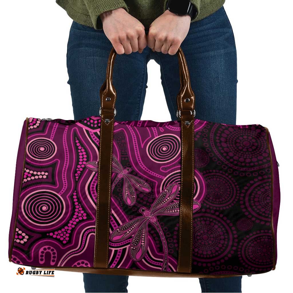Australia Breast Cancer Awareness Travel Bag Pink Dragonflies Aboriginal Art LT14