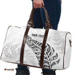 Aotearoa Personalized Lawn Bowls Maori Travel Bag New Zealand White Tribal Silver Fern LT7
