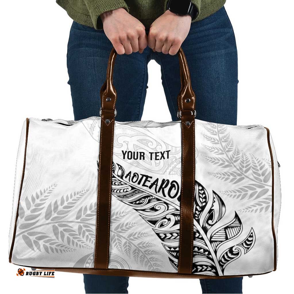 Aotearoa Personalized Lawn Bowls Maori Travel Bag New Zealand White Tribal Silver Fern LT7