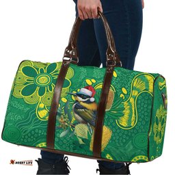 Aussie Honeyeaters Banksia Christmas Travel Bag Aboriginal Dots Painting Green Motif LT9