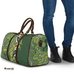 Aussie Kokaburra Golden Wattle Christmas Travel Bag Aboriginal Dots Painting Green Motif LT9