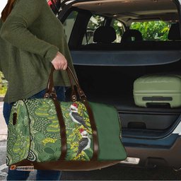 Aussie Kokaburra Golden Wattle Christmas Travel Bag Aboriginal Dots Painting Green Motif LT9