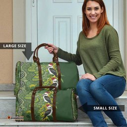 Aussie Kokaburra Golden Wattle Christmas Travel Bag Aboriginal Dots Painting Green Motif LT9