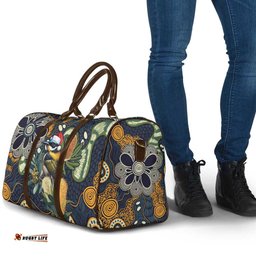 Aussie Honeyeaters Banksia Christmas Travel Bag Aboriginal Dots Painting Blue Motif LT9