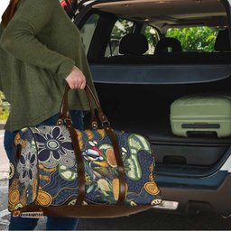 Aussie Honeyeaters Banksia Christmas Travel Bag Aboriginal Dots Painting Blue Motif LT9