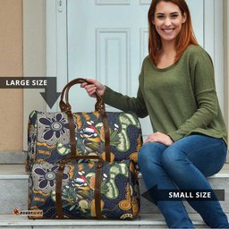 Aussie Honeyeaters Banksia Christmas Travel Bag Aboriginal Dots Painting Blue Motif LT9