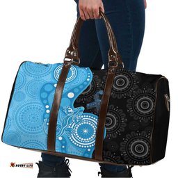 Australia Autism Awareness Month Travel Bag Indigenous Lizard With Blue Ribbon LT14