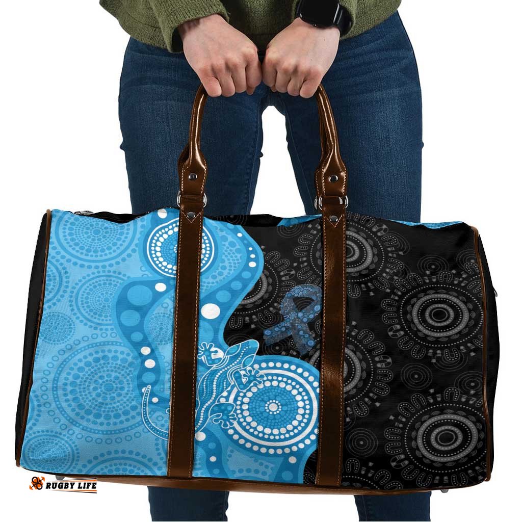 Australia Autism Awareness Month Travel Bag Indigenous Lizard With Blue Ribbon LT14