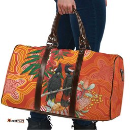 Australia Black Cockatoo Christmas Travel Bag Banksia Bottlebrush Aboriginal Art LT14