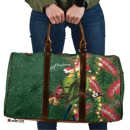 Green Budgerigars on Callistemon Travel Bag Merry Christmas Aussie LT7
