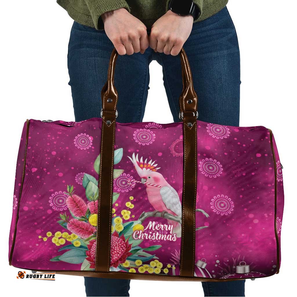 Australia Pink Cockatoo Christmas Travel Bag Aussie Native Flowers Merry Xmas - Pink LT14