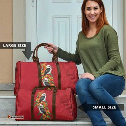 Aussie Kokaburra Golden Wattle Christmas Travel Bag Aboriginal Dots Painting Red Motif LT9