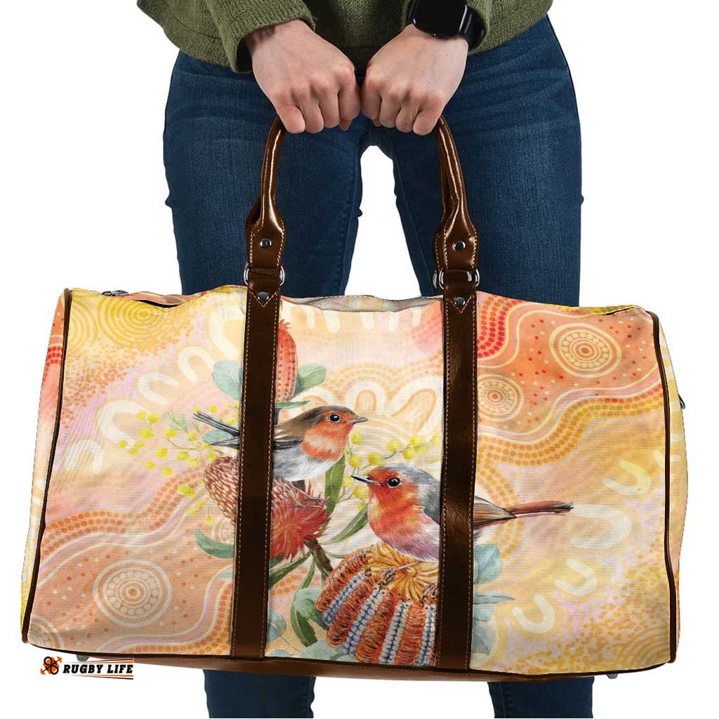 Australia Flame Robin Travel Bag Petroica Phoenicea Banksia Indigenous Art LT14