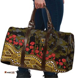 Hawthorn Hawks ANZAC Day Travel Bag Indigenous Dot Art with Poppy Flower Tribute TS04