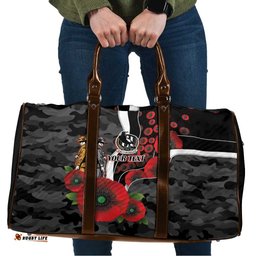 Collingwood Magpies ANZAC Personalised Travel Bag Lest We Forget Poppy Camo LT9