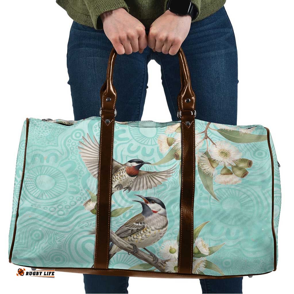 Australia Red Wattlebird Travel Bag Eucalyptus Alba Indigenous Art LT14