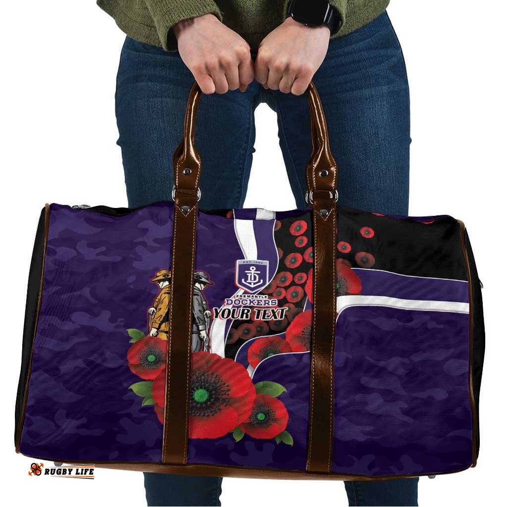 Fremantle Dockers ANZAC Personalised Travel Bag Lest We Forget Poppy Camo LT9