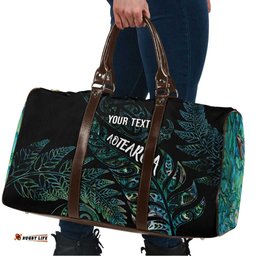 Aotearoa Personalized Lawn Bowls Maori Travel Bag New Zealand Paua Shell Tribal Silver Fern LT7