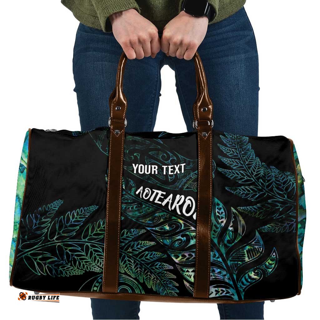 Aotearoa Personalized Lawn Bowls Maori Travel Bag New Zealand Paua Shell Tribal Silver Fern LT7