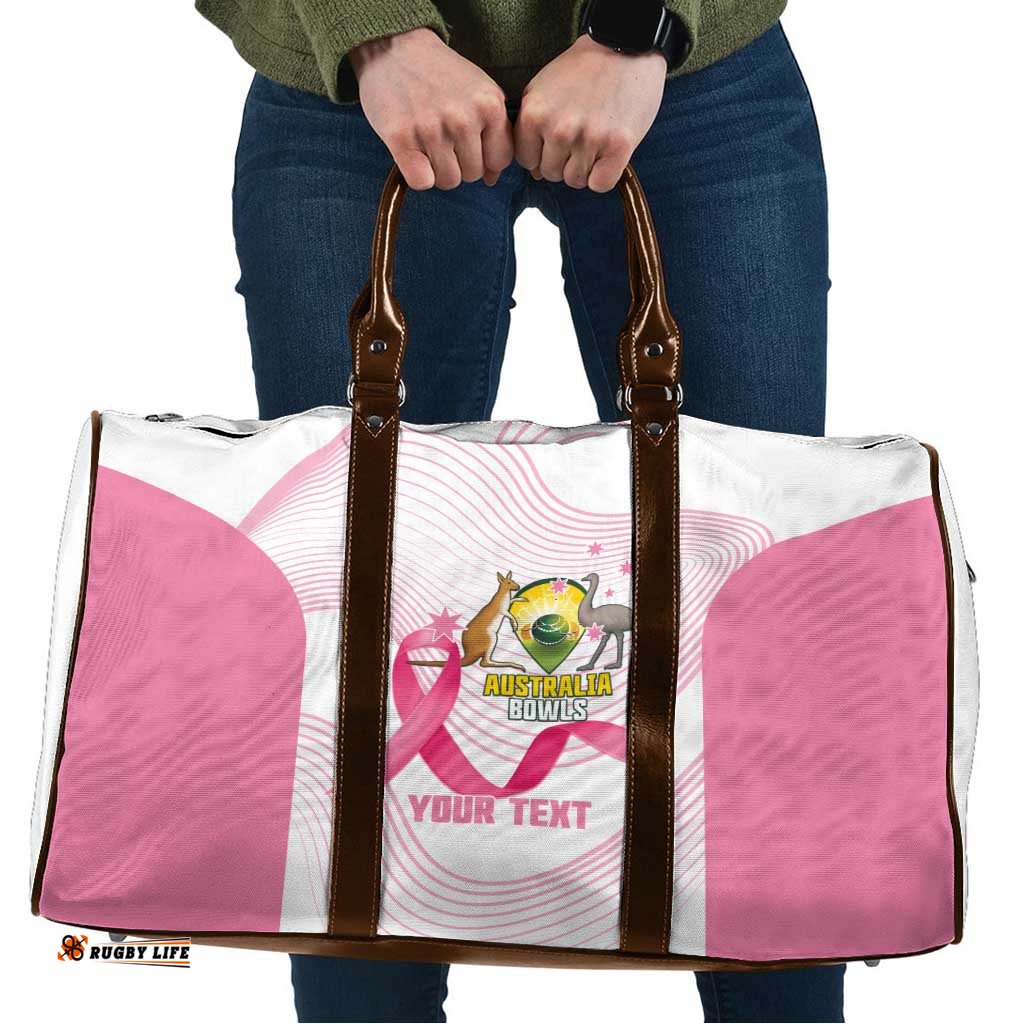 Custom Bowls Australia Breast Cancer Travel Bag Pink Ribbon Curve Sporty LT14