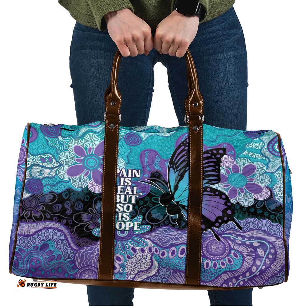 Australia Indigenous Teal Purple Contemporary Aboriginal Art Travel Bag Hope Is Real LT7