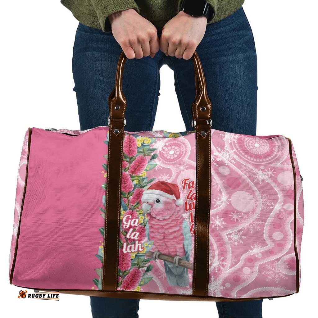 Australia Pink Galah Christmas Travel Bag Falalalala Galalah Bottlebrush Aboriginal Art LT14