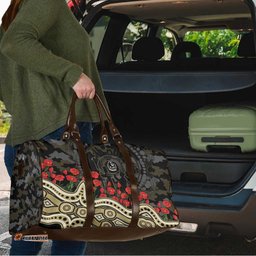 Collingwood Magpies ANZAC Day Travel Bag Indigenous Dot Art with Poppy Flower Tribute TS04