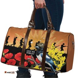 Australia Magpie ANZAC Day Travel Bag Rising Sun 25th April Poppy Golden Wattle LT14