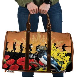Australia Magpie ANZAC Day Travel Bag Rising Sun 25th April Poppy Golden Wattle LT14