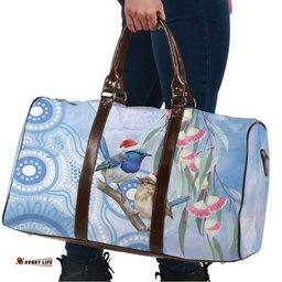 Australia Superb Fairywren Christmas Travel Bag Aboriginal Eucalyptus Blossoms Watercolor LT14