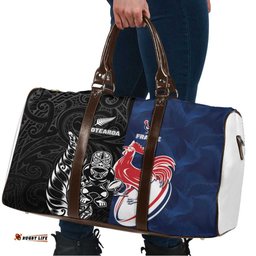 France And New Zealand Rugby Travel Bag Les Bleus Rooster With Maori Tiki LT05