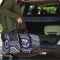 Geelong Cats Travel Bag Indigenous Monochrome Dot Art Mascot Style TS04