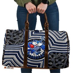 Geelong Cats Travel Bag Indigenous Monochrome Dot Art Mascot Style TS04