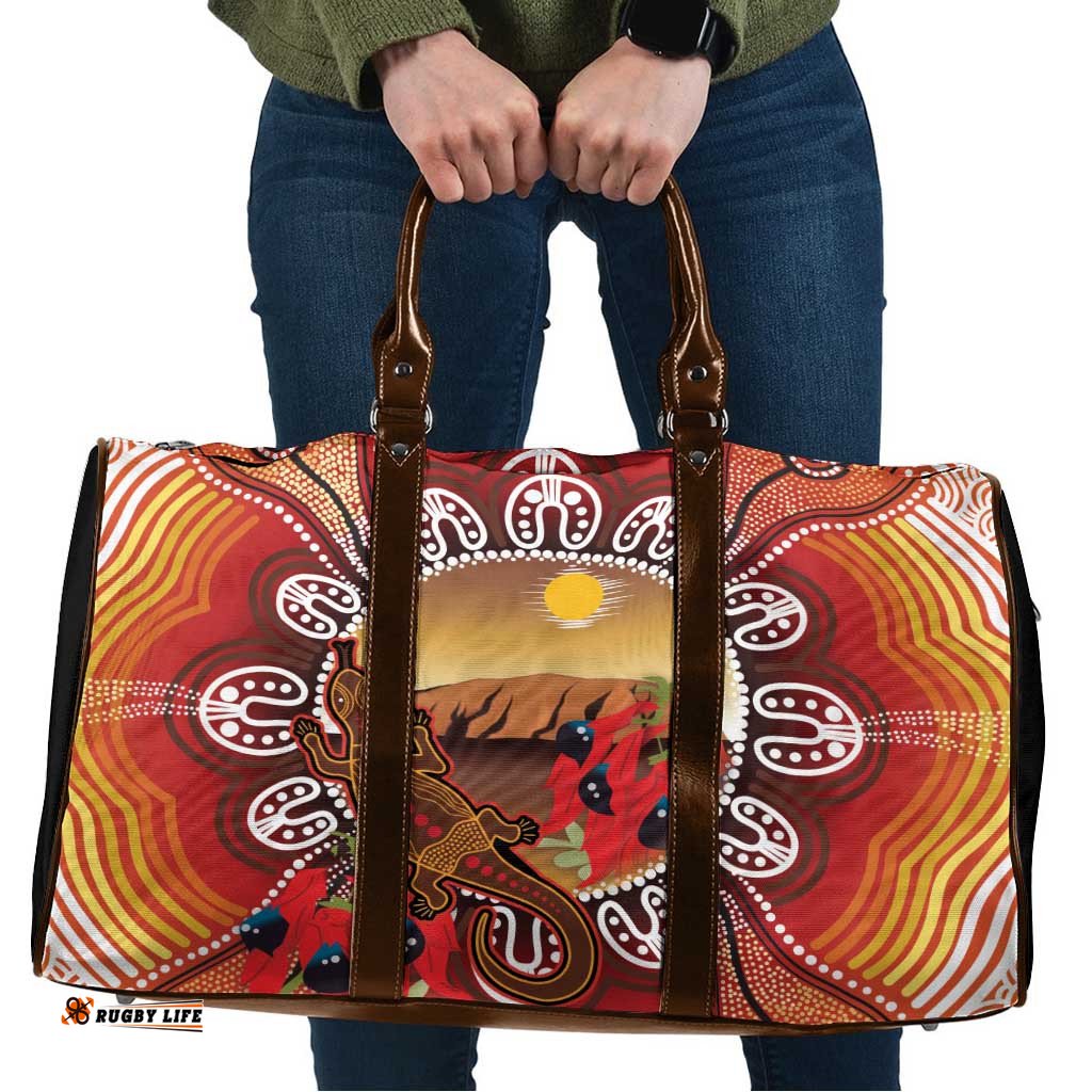Indigenous Goanna Australia Travel Bag Aussie Uluru Ayers Rock Sturt's Desert Pea LT14