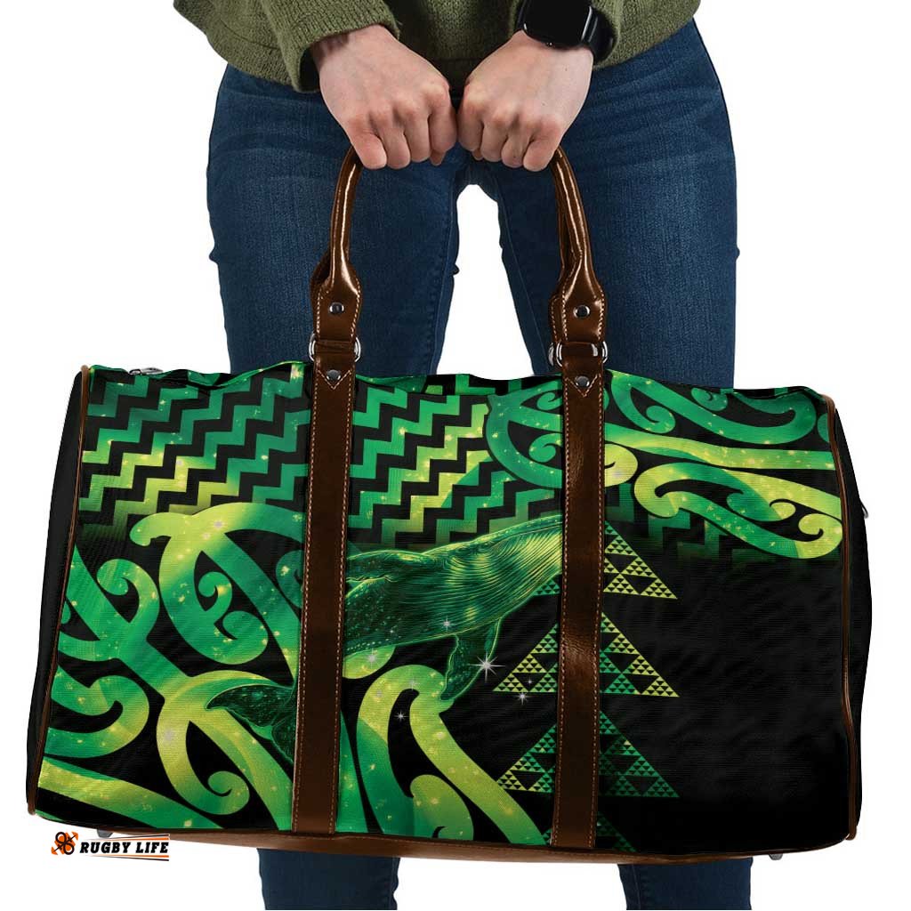 Humpback Whale Matariki New Zealand Travel Bag NZ Maori Paikea Poutama Luxury Green LT14